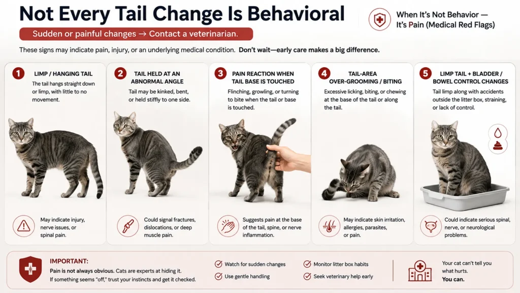 Cat tail pain and injury warning signs that may require veterinary care