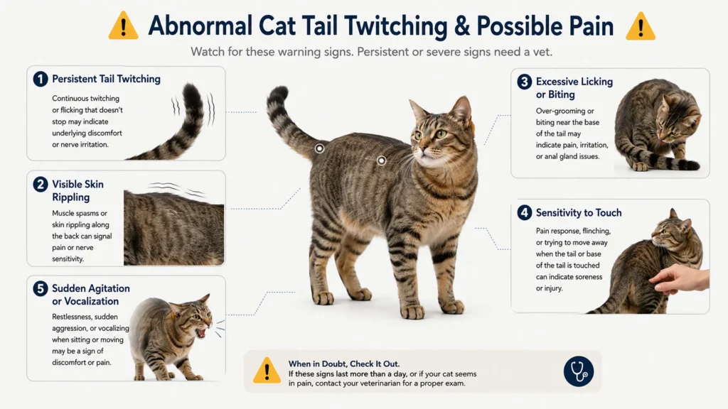 Cat showing warning signs of abnormal tail twitching and possible pain
