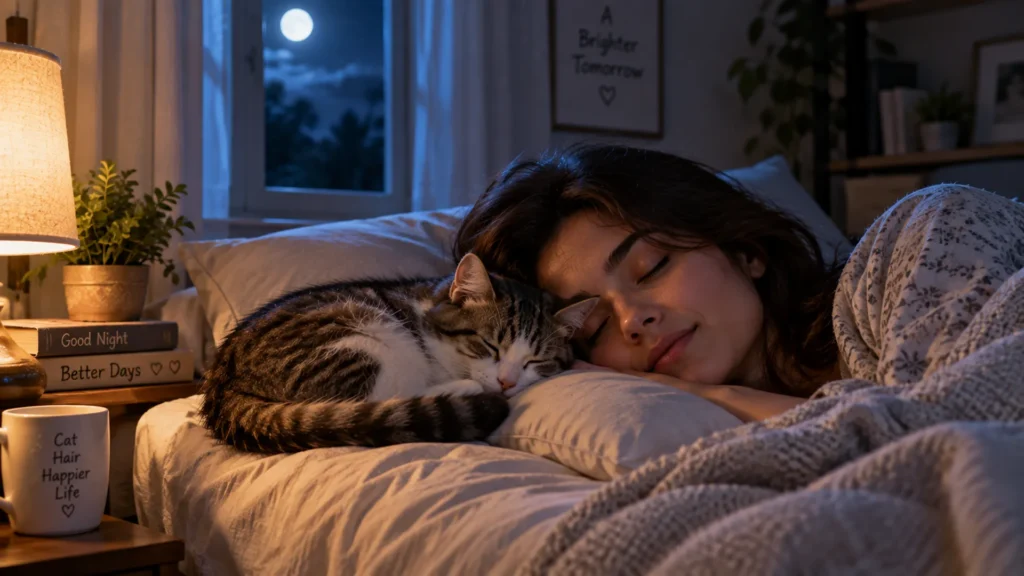 Why Does My Cat Lick My Hair at Night Cat licking owner's hair while they sleep at night